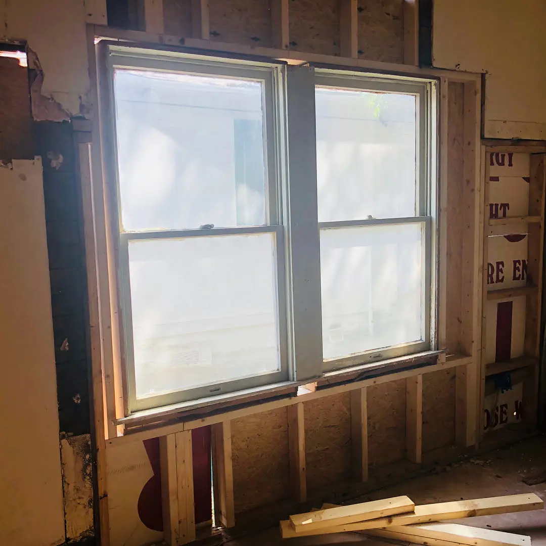 a room that is being remodeled with a window