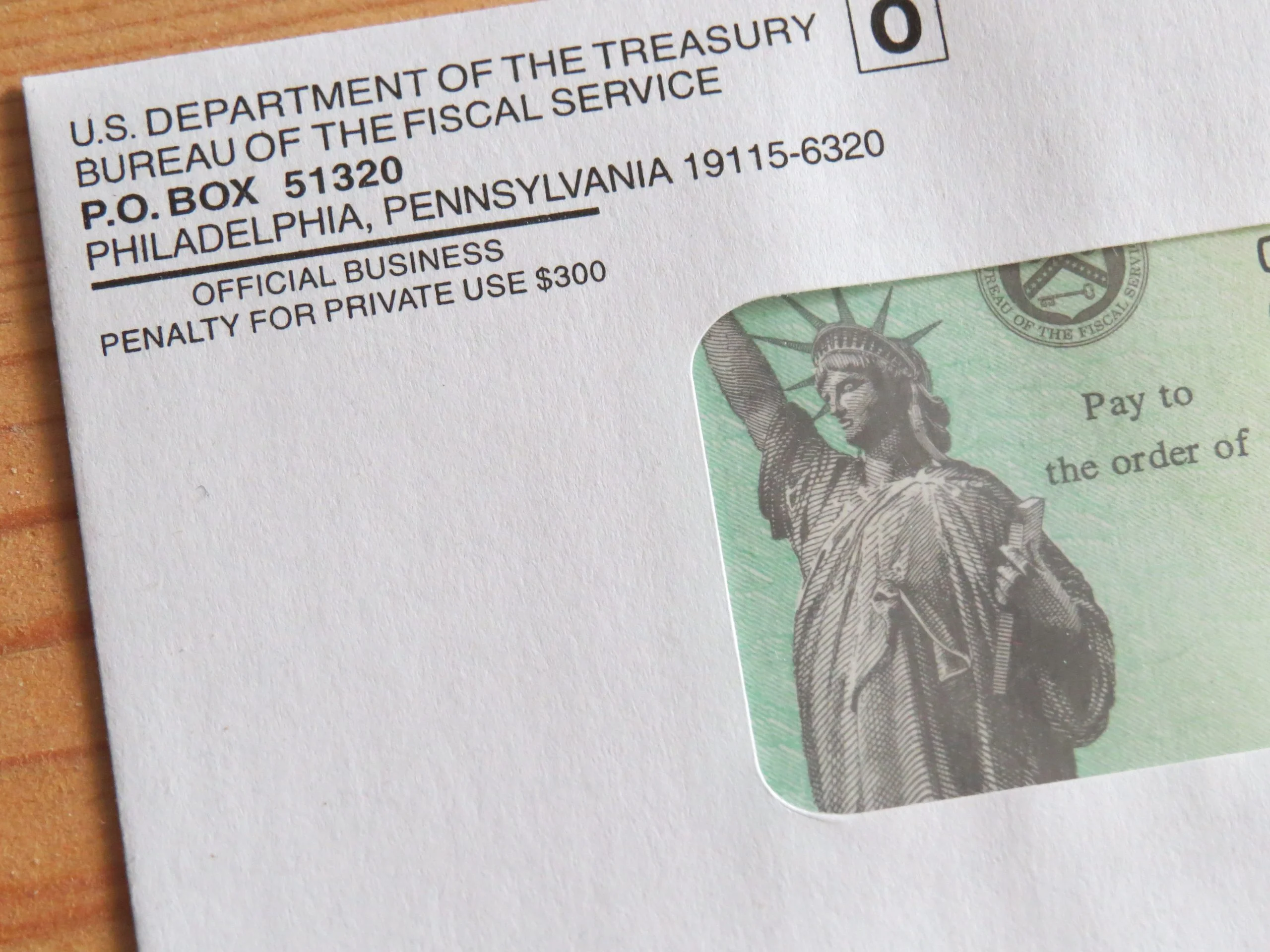 an envelope from the u.s. department of the treasury